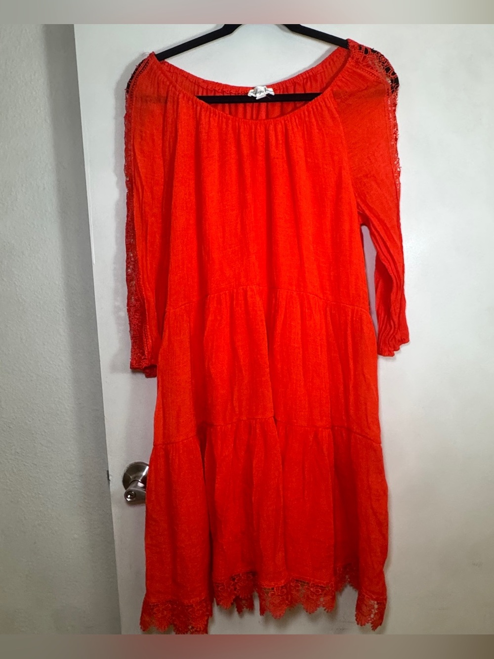 Indigo‎ Rose Women's Orange Lace-Trim Tiered Dress